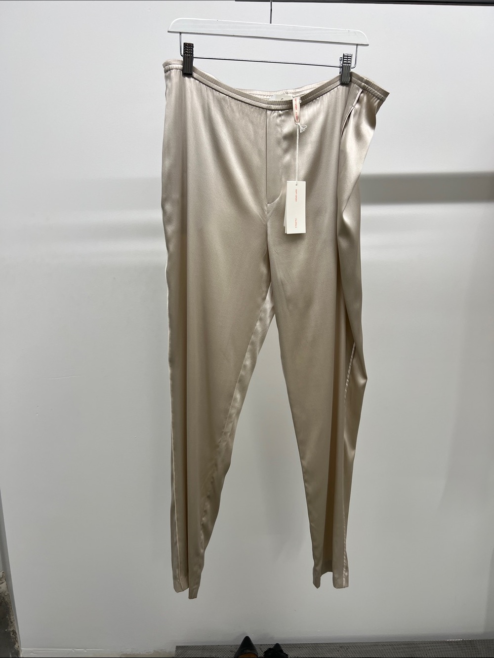 Cream Silk Tapered Trousers